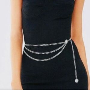 Elegant Silver Chain Belt